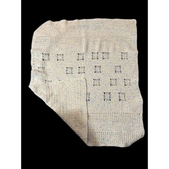 VTG Hand Crocheted Baby Blanket – Late 1990s to Early 2000s – Shimmering Pastel - Picture 3 of 5